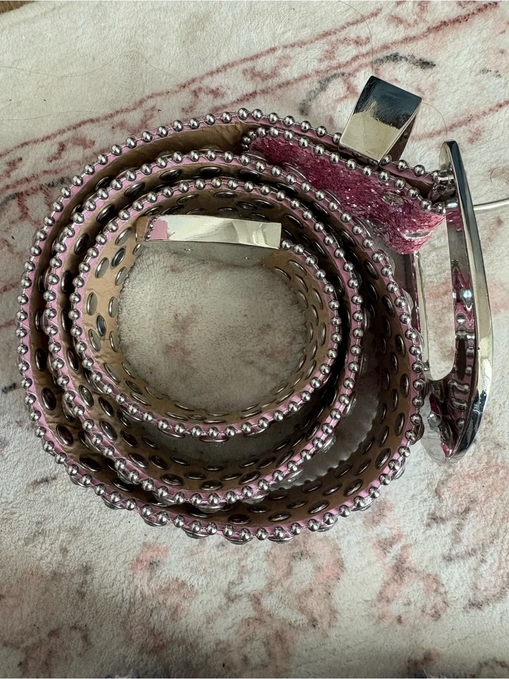 Source Unknown Pink Crystal Western Buckle Belt